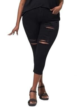 Torrid Black Crop Sky High Skinny Jeans Plus Size Size 20 Stretch Distressed